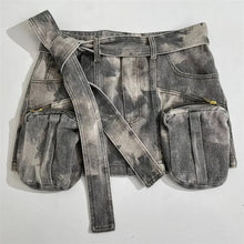 Load image into Gallery viewer, Acid Wash Cargo Mini Skirt